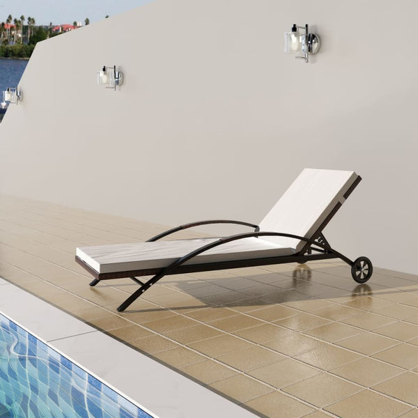 Poly Rattan Sonnenliege mit Polster Braun