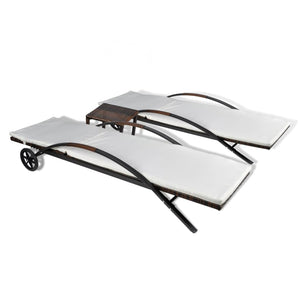 Poly Rattan Sonnenliegen Set mit Tisch Braun
