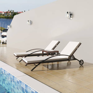 Poly Rattan Sonnenliegen Set mit Tisch Braun
