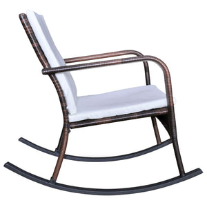 Garten Schaukelstuhl Braun Poly Rattan