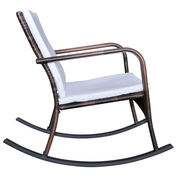 Garten Schaukelstuhl Braun Poly Rattan