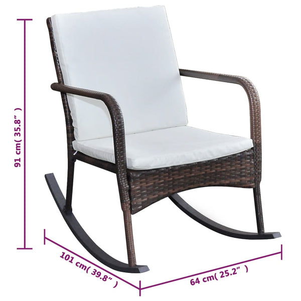 Garten Schaukelstuhl Braun Poly Rattan