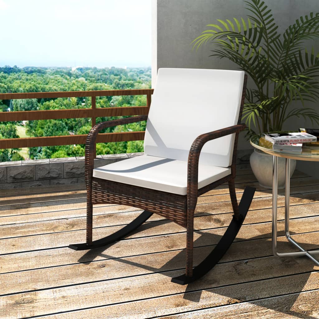 Garten Schaukelstuhl Braun Poly Rattan