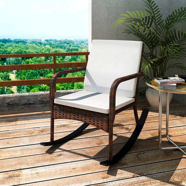 Garten Schaukelstuhl Braun Poly Rattan