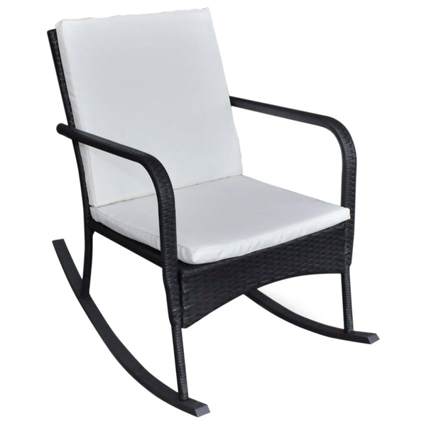 vidaXL Garden Rocking Chair Black Poly Rattan