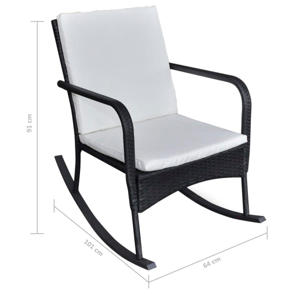 vidaXL Garden Rocking Chair Black Poly Rattan
