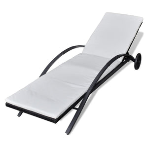 Poly Rattan Sonnenliege mit Polster & Rollen