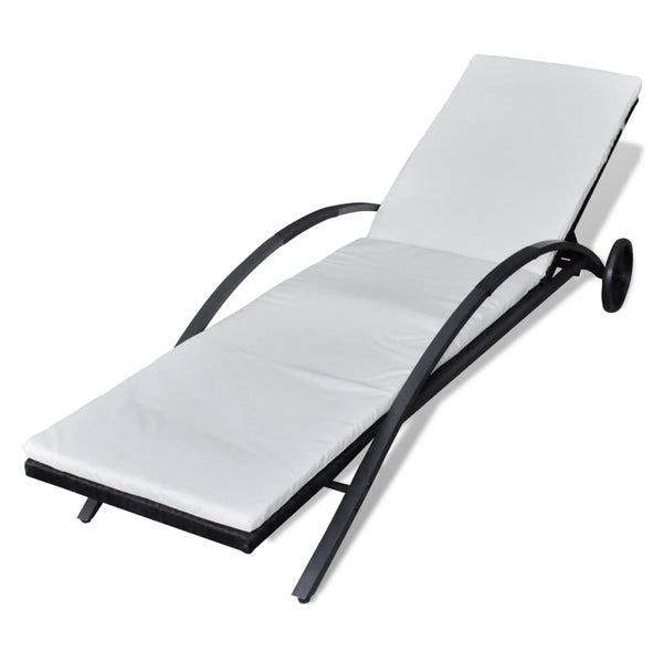 Poly Rattan Sonnenliege mit Polster & Rollen