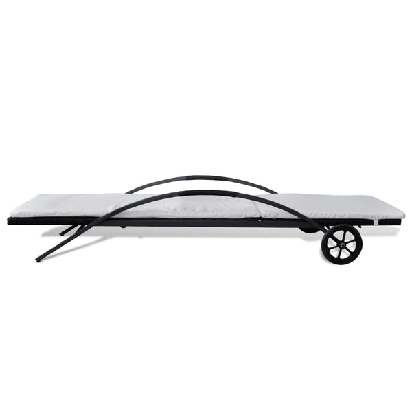 Poly Rattan Sonnenliege mit Polster & Rollen