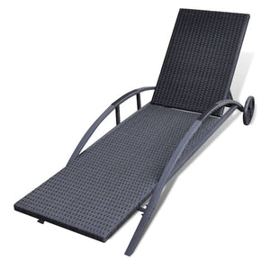 Poly Rattan Sonnenliege mit Polster & Rollen