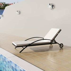 Poly Rattan Sonnenliege mit Polster & Rollen