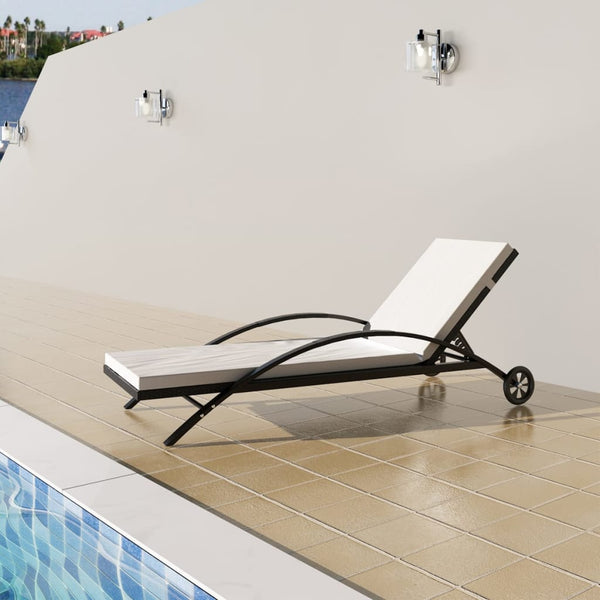 Poly Rattan Sonnenliege mit Polster & Rollen