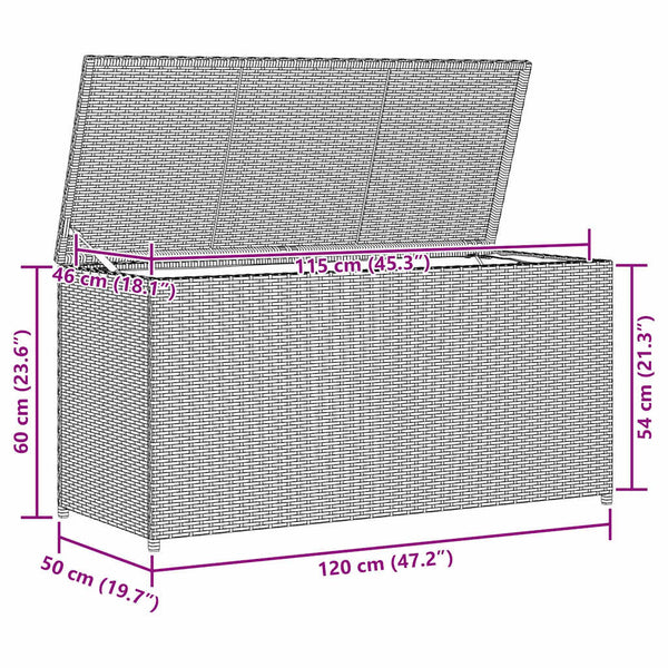 Garten Auflagenbox Schwarz 120 cm Poly Rattan