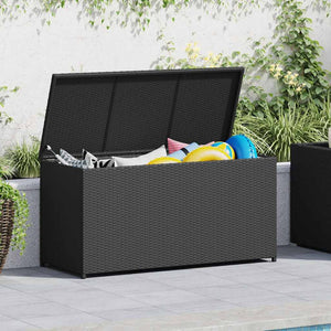 Garten Auflagenbox Schwarz 120 cm Poly Rattan
