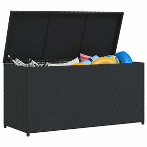 Garten Auflagenbox Schwarz 120 cm Poly Rattan