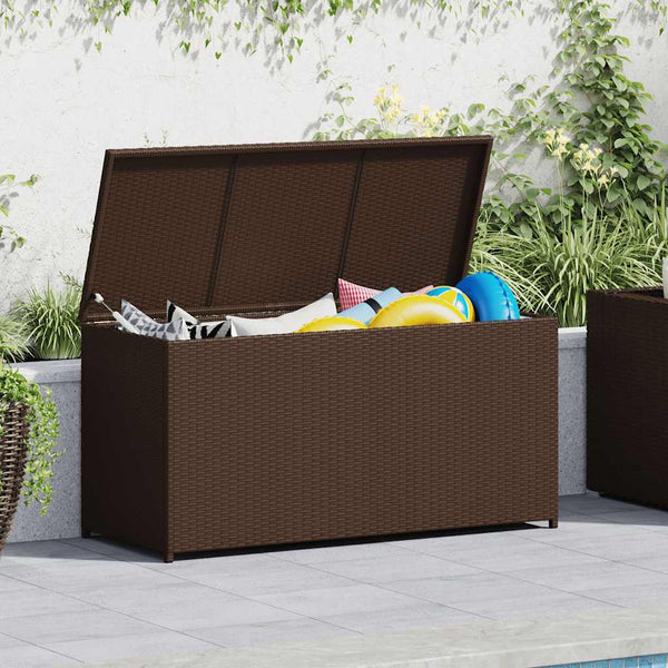 Garten Auflagenbox Braun Poly Rattan 120 cm
