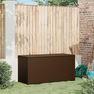 Garten Auflagenbox Braun Poly Rattan 120 cm