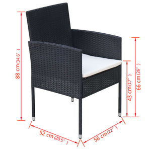 vidaXL 9-piece Garden Dining Set with Cushions Poly Rattan Black