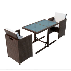 vidaXL 3-Piece Bistro Set with Cushions Poly Rattan Brown