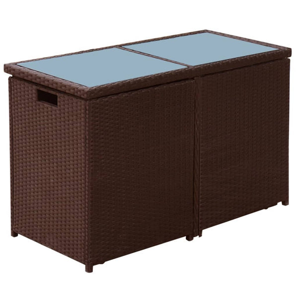 vidaXL 3-Piece Bistro Set with Cushions Poly Rattan Brown