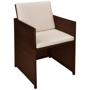 vidaXL 3-Piece Bistro Set with Cushions Poly Rattan Brown