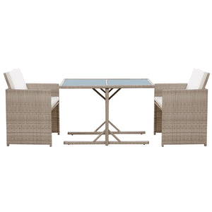 vidaXL 3-Piece Bistro Set with Cushions Poly Rattan Beige