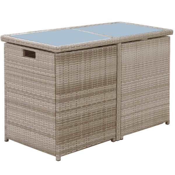 vidaXL 3-Piece Bistro Set with Cushions Poly Rattan Beige