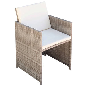 vidaXL 3-Piece Bistro Set with Cushions Poly Rattan Beige