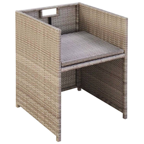 vidaXL 3-Piece Bistro Set with Cushions Poly Rattan Beige
