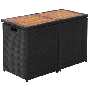 vidaXL 3-Piece Bistro Set with Cushions Poly Rattan Black
