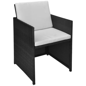 vidaXL 3-Piece Bistro Set with Cushions Poly Rattan Black