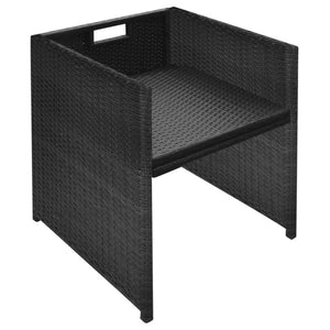 vidaXL 3-Piece Bistro Set with Cushions Poly Rattan Black