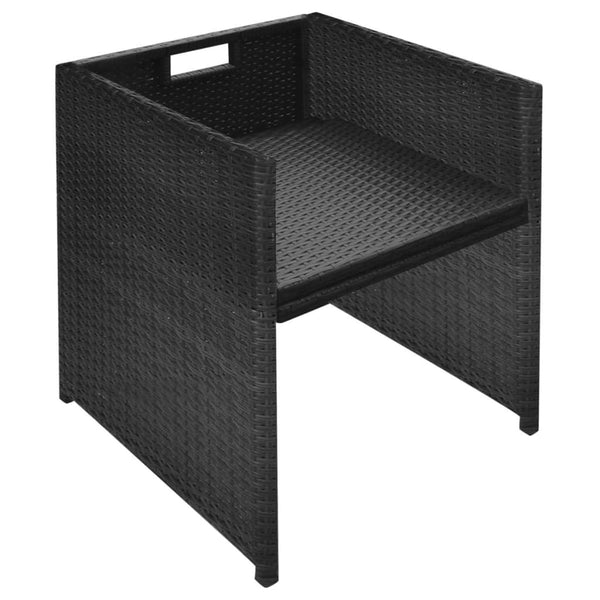vidaXL 3-Piece Bistro Set with Cushions Poly Rattan Black