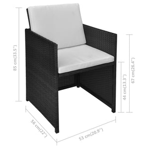 vidaXL 3-Piece Bistro Set with Cushions Poly Rattan Black