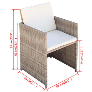 vidaXL 5-piece Garden Dining Set with Cushions Poly Rattan Beige