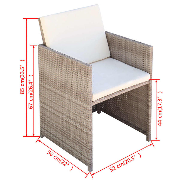 vidaXL 5-piece Garden Dining Set with Cushions Poly Rattan Beige