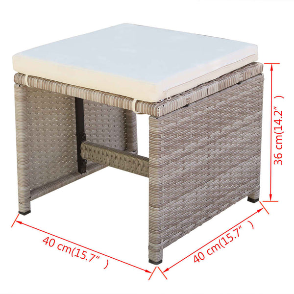 vidaXL 5-piece Garden Dining Set with Cushions Poly Rattan Beige