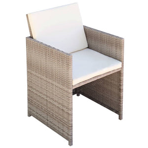 vidaXL 11-pc. Outdoor Dining Set with Cushions Poly Rattan Beige