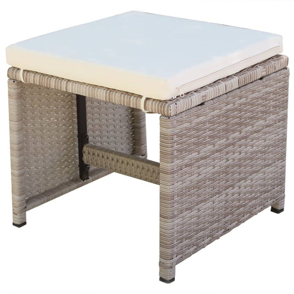 vidaXL 11-pc. Outdoor Dining Set with Cushions Poly Rattan Beige