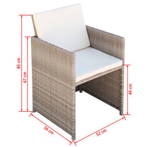 vidaXL 11-pc. Outdoor Dining Set with Cushions Poly Rattan Beige