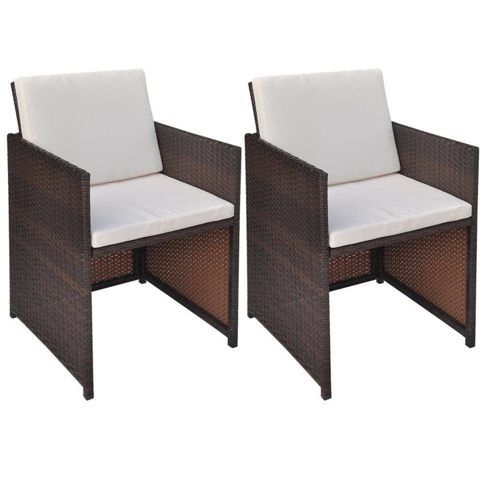 vidaXL Garden Chairs 2 pcs. with Cushions and Pillows Poly Rattan Brown