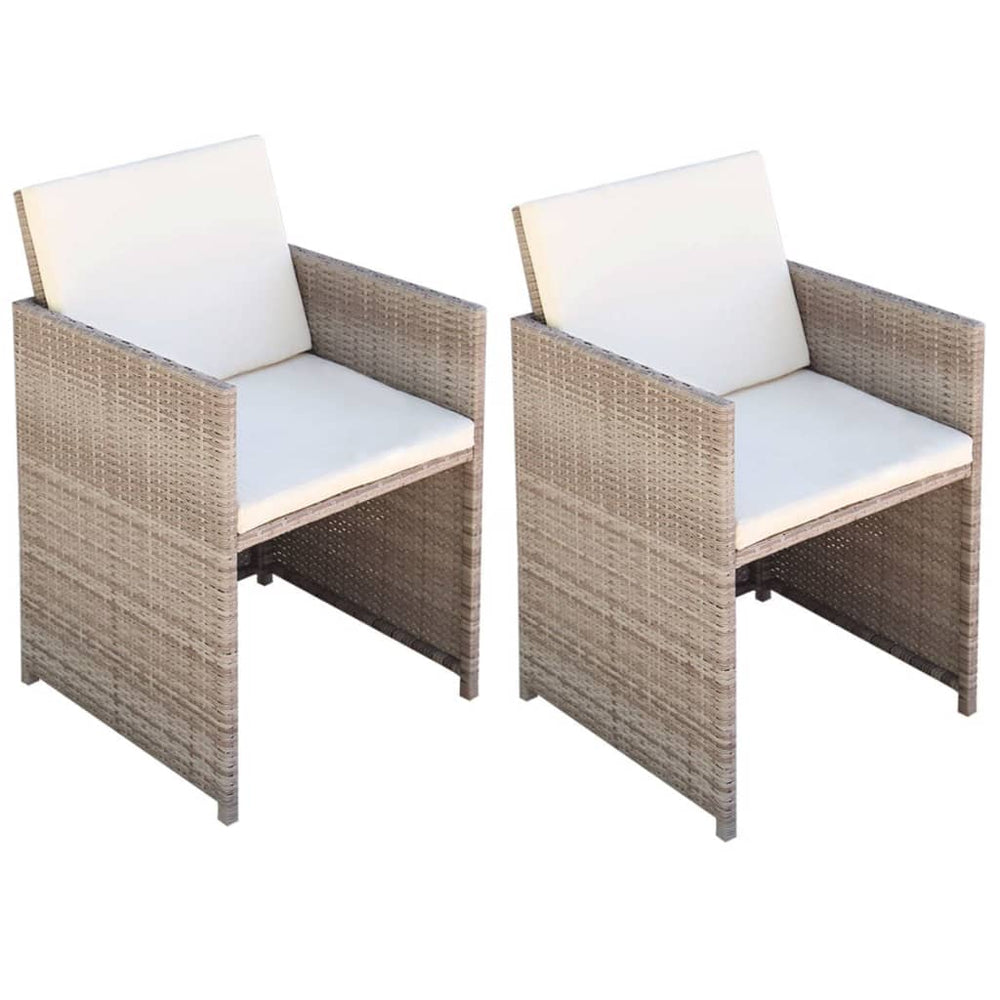 vidaXL Garden Chairs 2 pcs. with Cushions and Pillows Poly Rattan Beige