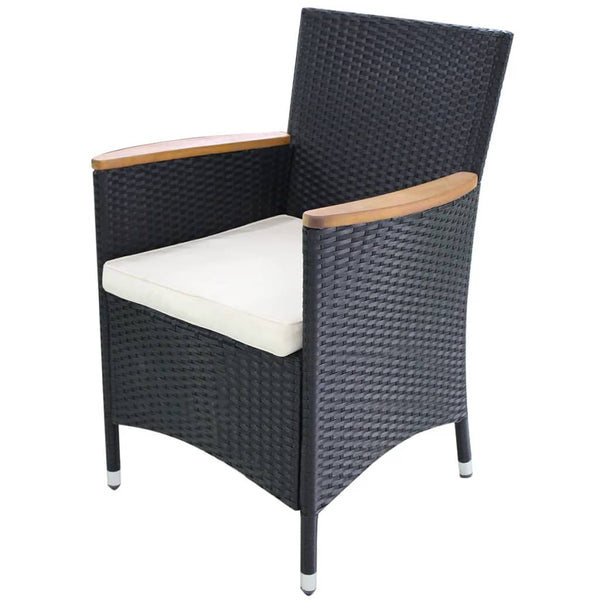 vidaXL Garden Chairs 2 pcs. with Cushions Poly Rattan Black