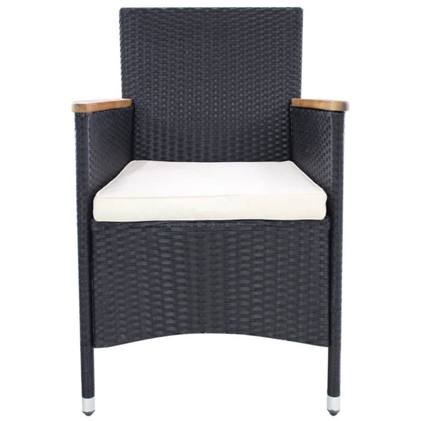 vidaXL Garden Chairs 2 pcs. with Cushions Poly Rattan Black