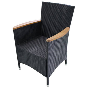 vidaXL Garden Chairs 2 pcs. with Cushions Poly Rattan Black