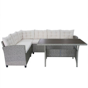 vidaXL 3-Piece Garden Lounge Set with Cushions Poly Rattan Grey