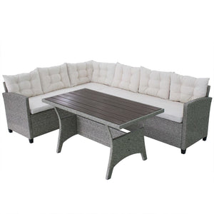 vidaXL 3-Piece Garden Lounge Set with Cushions Poly Rattan Grey