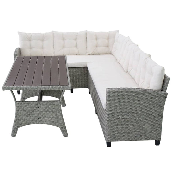 vidaXL 3-Piece Garden Lounge Set with Cushions Poly Rattan Grey