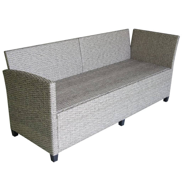 vidaXL 3-Piece Garden Lounge Set with Cushions Poly Rattan Grey