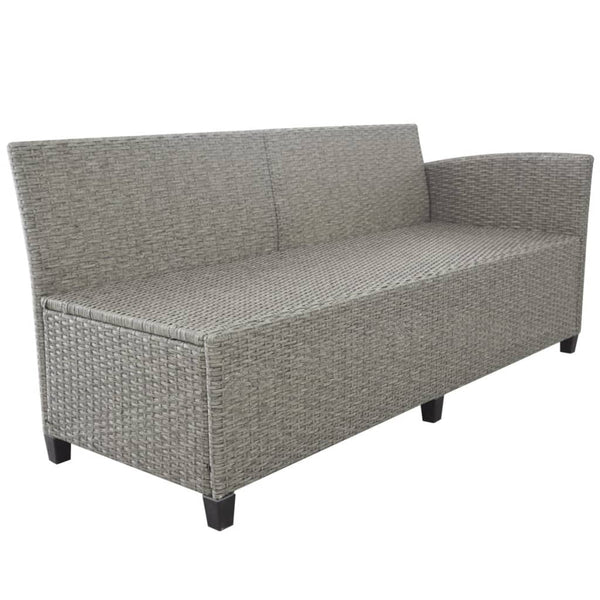 vidaXL 3-Piece Garden Lounge Set with Cushions Poly Rattan Grey
